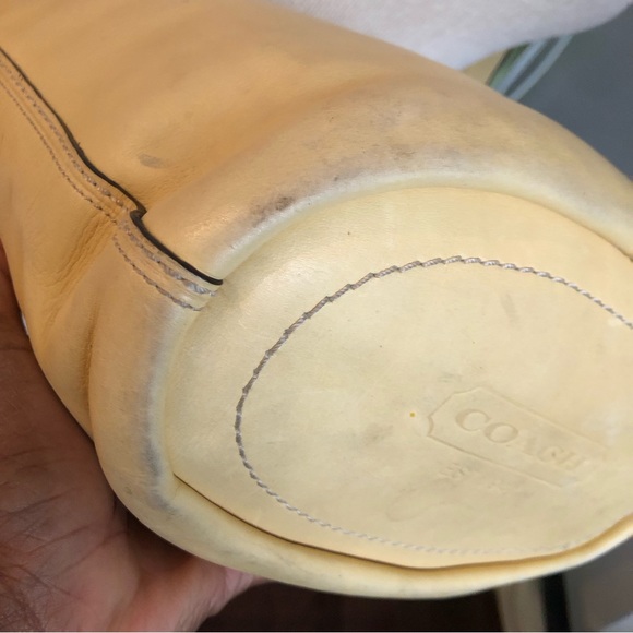 RARE VTG BUTTERCUP YELLOW COACH SHOULDER DUFFEL CONVERTIBLE LEATHER BUCK… - Picture 8 of 16